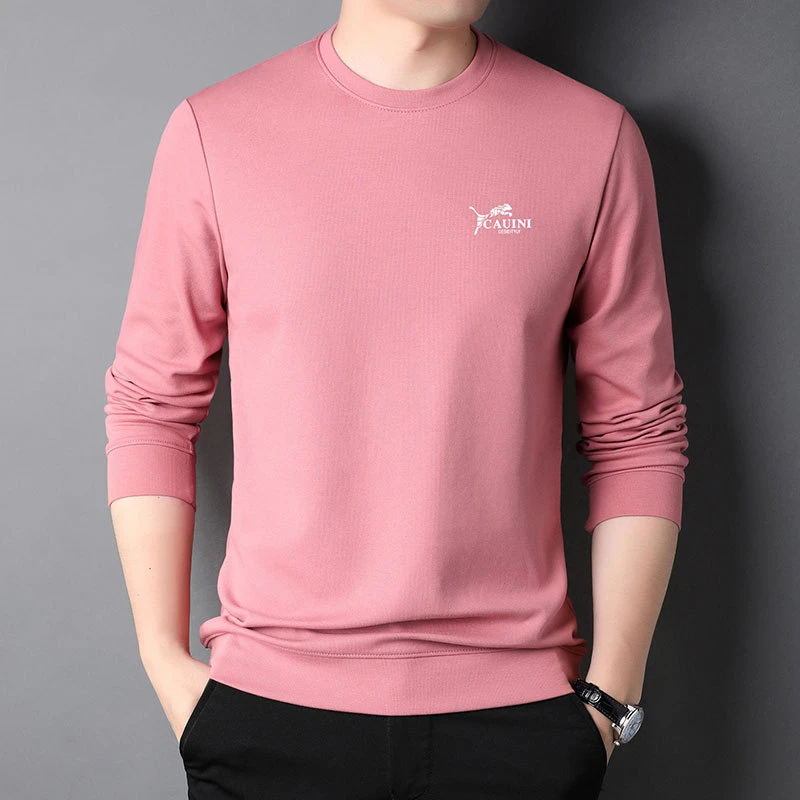 三十秋秋季新款潮流中年男士长袖印花T恤时尚透气卫衣休闲打底衫