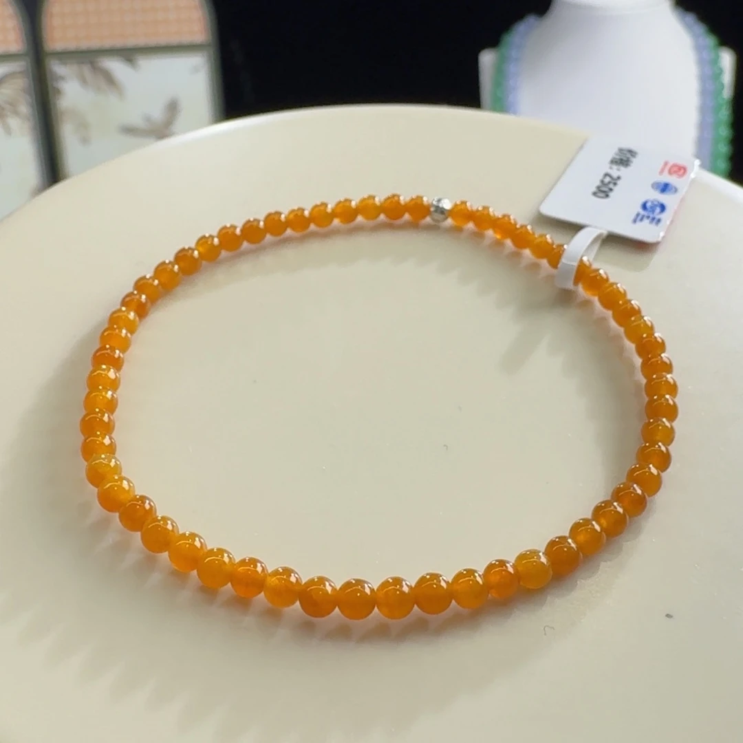 手链翡翠未镶嵌黄翡小米单圈