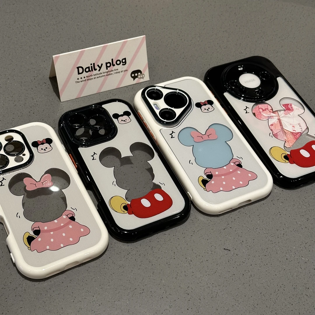 米奇米妮背影适用苹果16promax奶油手机壳华为苹果vivo小米15oppo