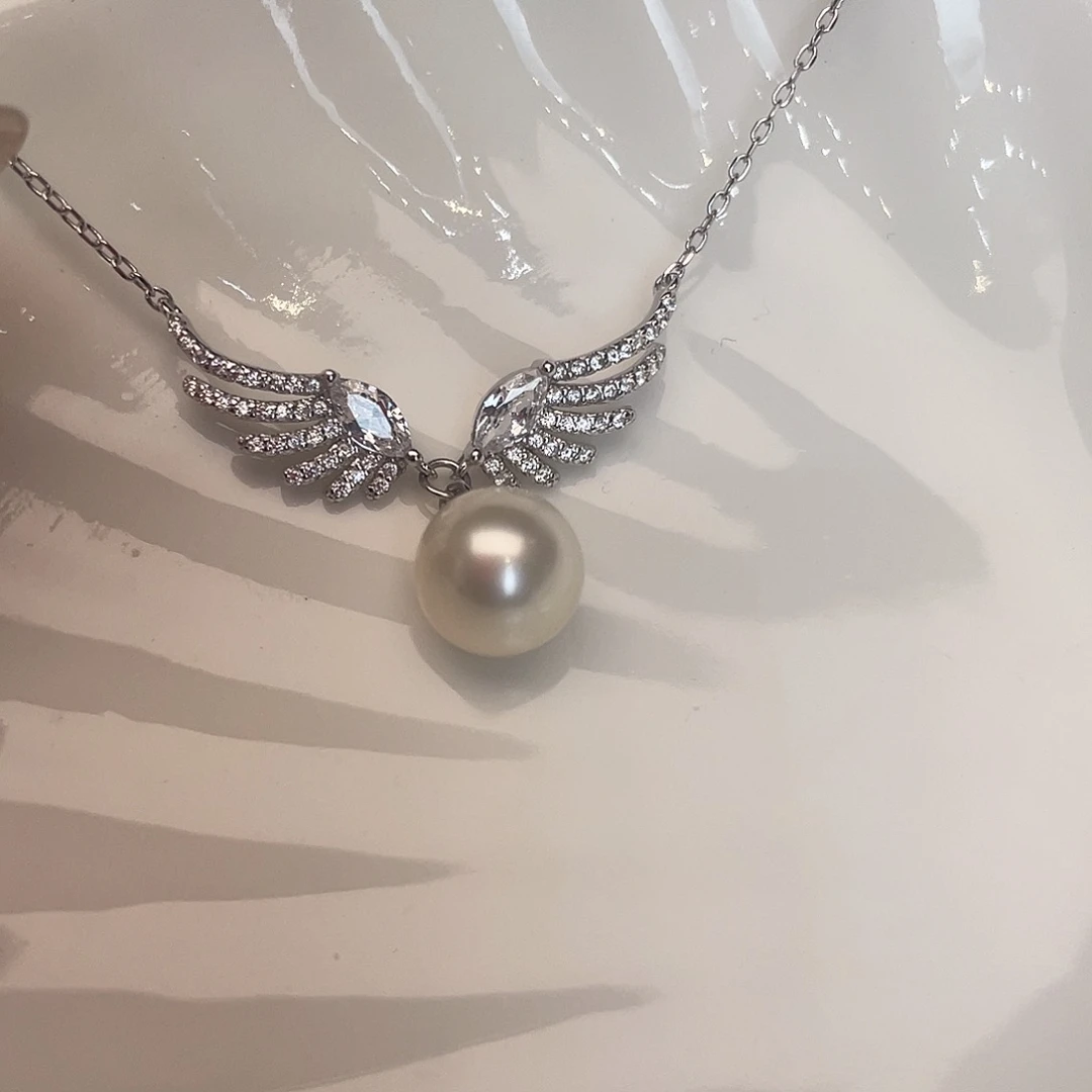 银S925镶嵌项链海水珍珠
