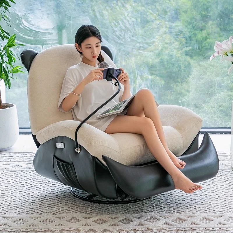 懒人多功能电动按摩拼色小熊沙发椅客厅可躺可睡单人现代简约