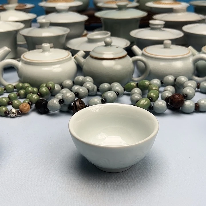 杯微微暇月白釉鸡缸杯原矿原釉原产地