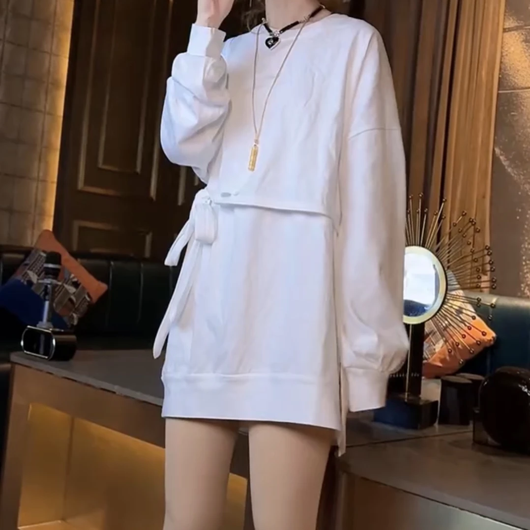 2025春季新款时尚显瘦气质女士网红洋气假两件打底衫百搭款D7070
