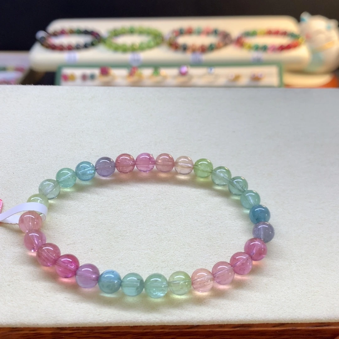 碧玺未镶嵌手串猫眼6.8mm