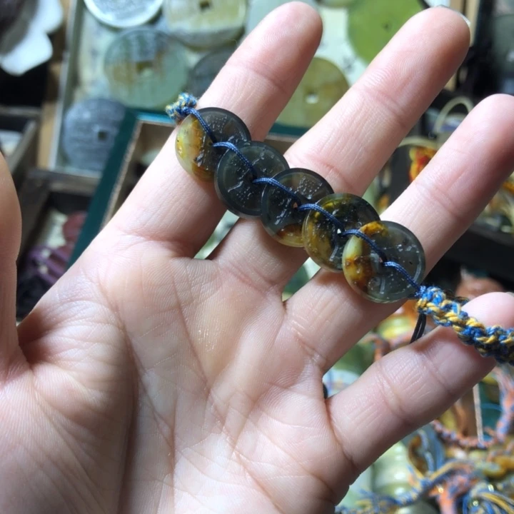 岫玉岫玉五帝钱手链未镶嵌