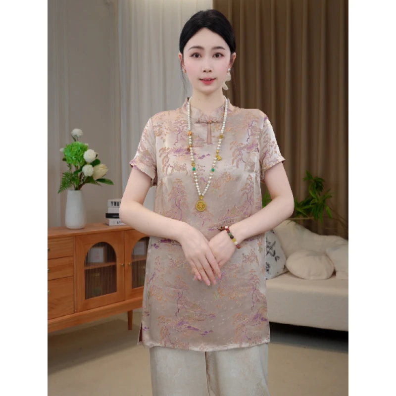 [醉山河]国风新中式女装夏季新款中长款小衫 2025B9118——倩倩