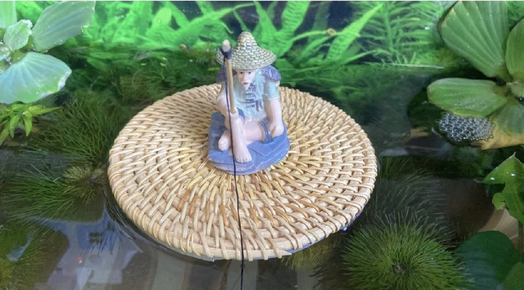 可漂浮大号渔翁摆件钓鱼老头摆件鱼缸造景溪流缸造景鱼缸装饰造景