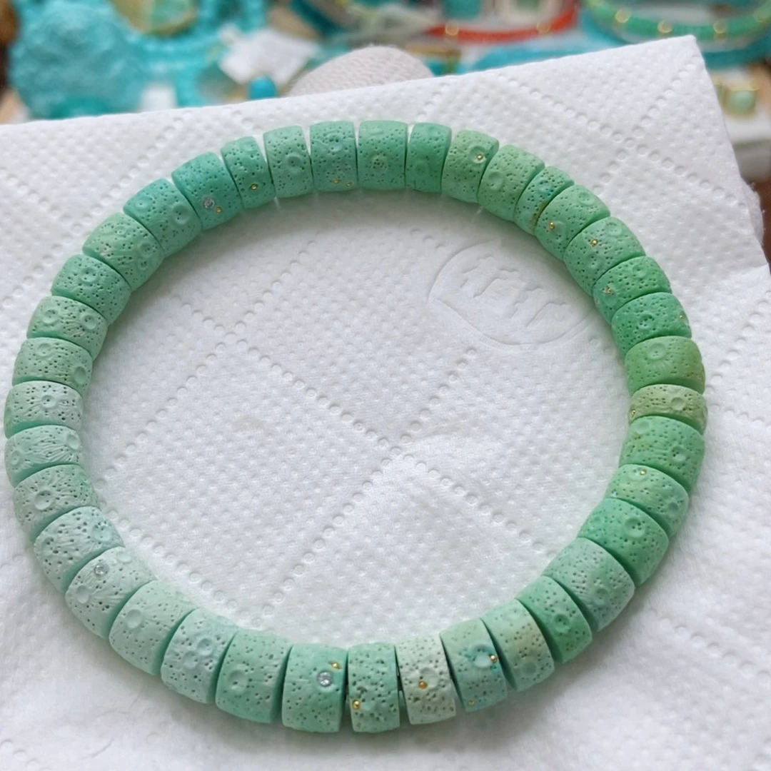绿松石未镶嵌菜籽黄手串7.3mm