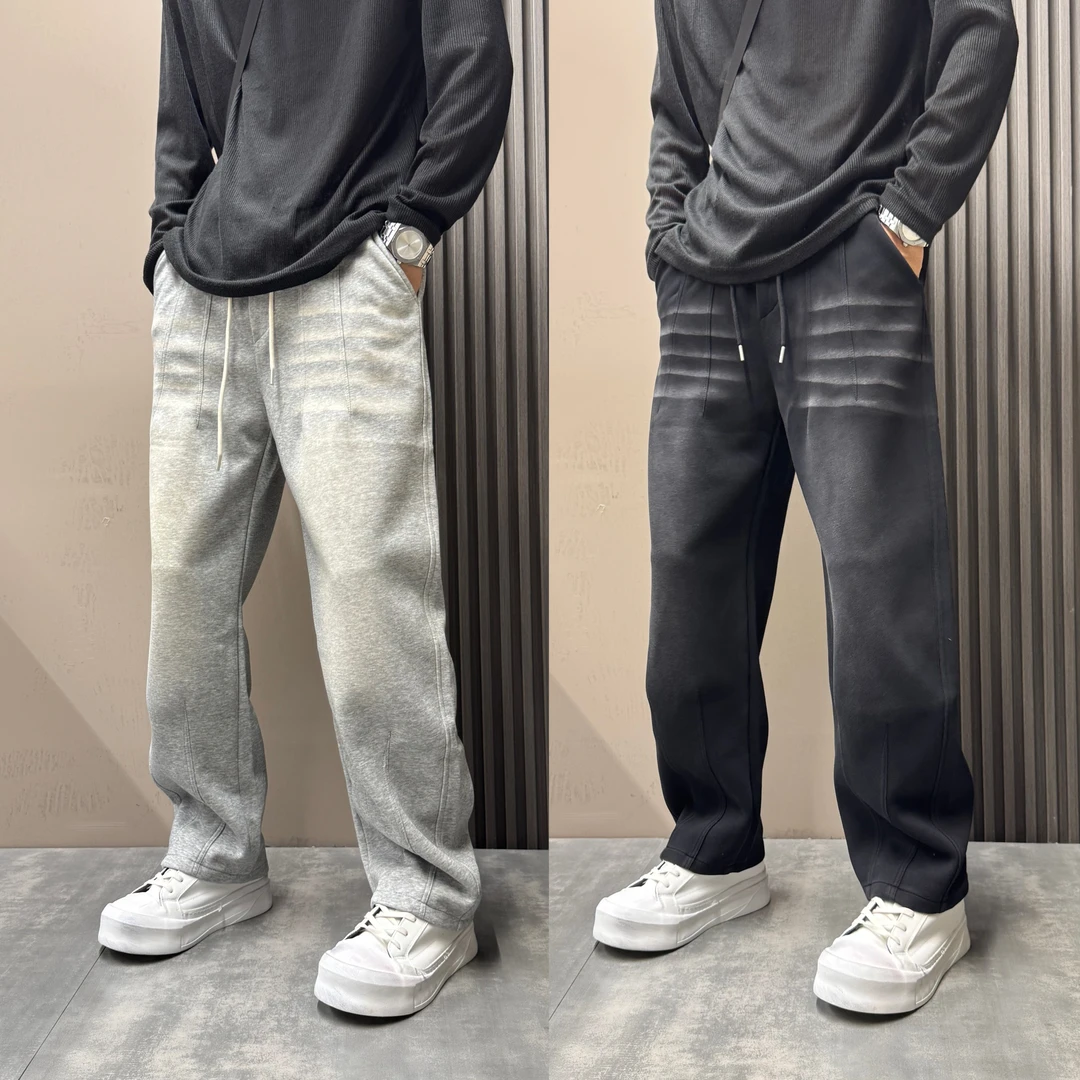 秋季新款美式复古水洗做旧休闲长裤男款潮流宽松直筒阔腿运动卫裤