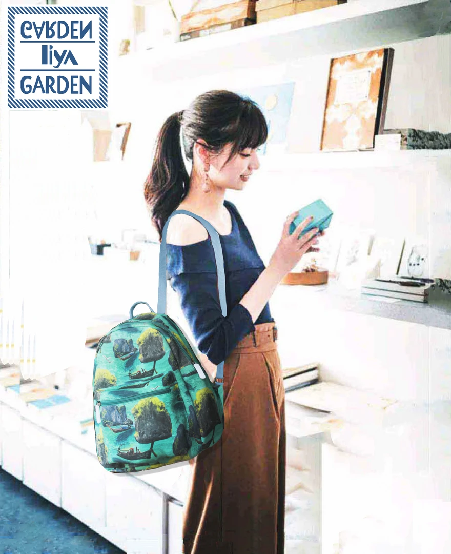 LiyaGarden原创设计田园风碎花防水防污双肩背包时尚休闲女士