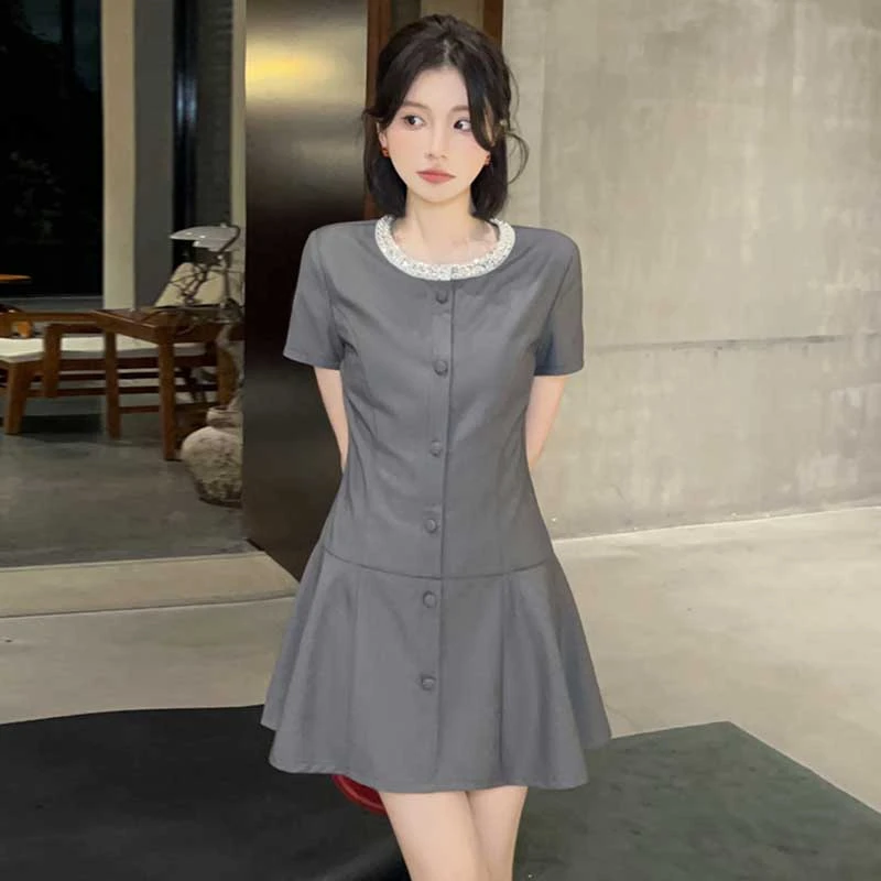 法式高级感气质西装连衣裙女夏季减龄2025超火小香风短裙D1002