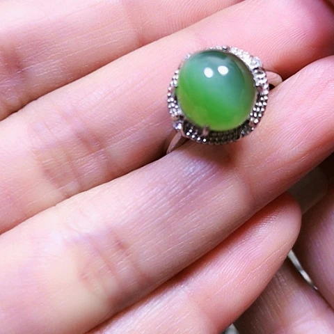 和田玉银S925镶嵌戒指