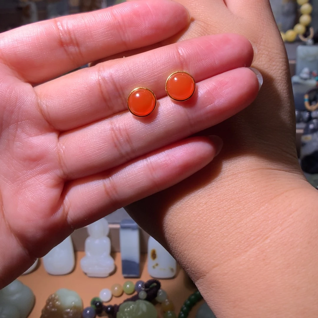 南红玛瑙银S925镀金镶嵌颈饰