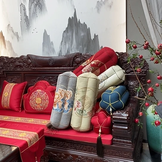 绸缎梅花扶手沙发扶手