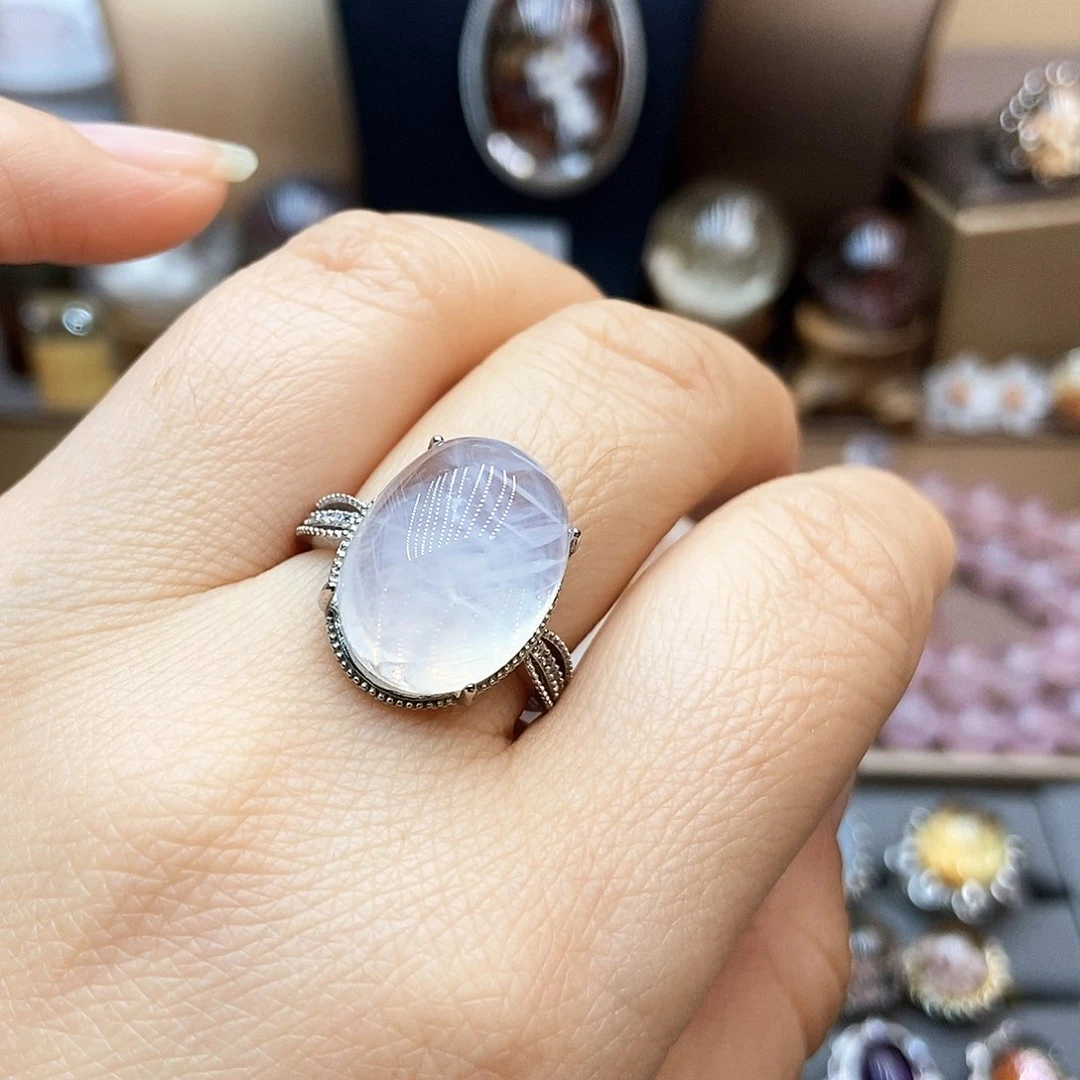 戒指银S925镶嵌水晶贝*