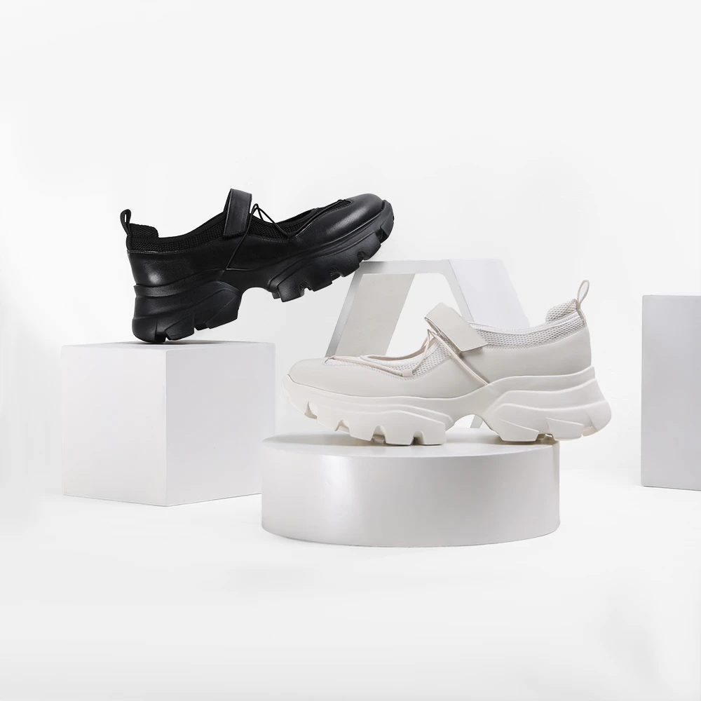 厚底玛丽珍鞋女2025新款魔术贴百搭小皮鞋增高休闲鞋女鞋