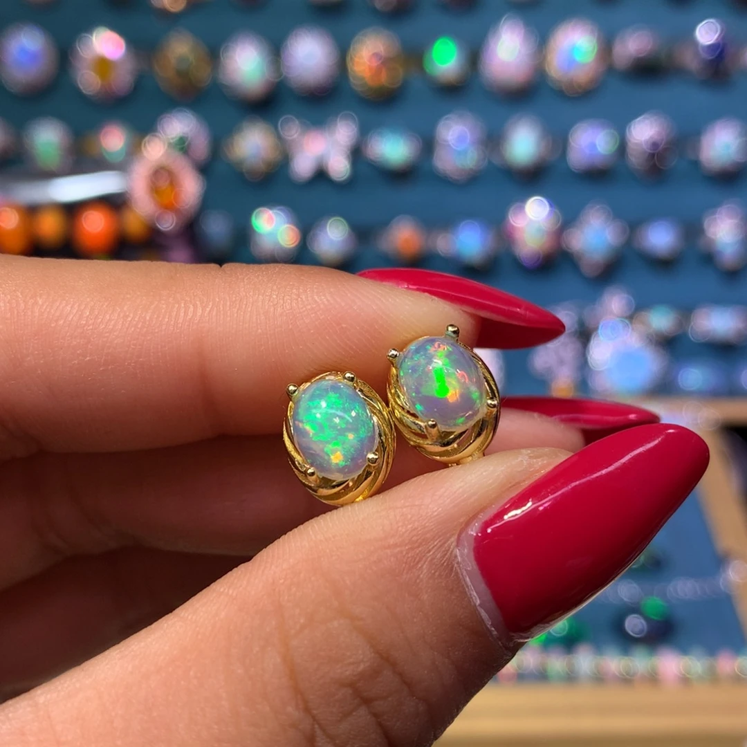 欧泊银S925镶嵌耳饰