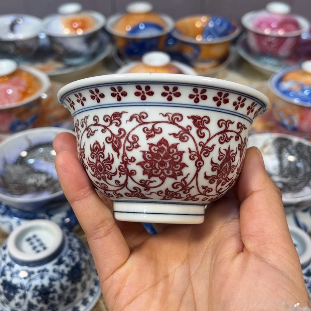 永乐釉里红缠枝莲大压手