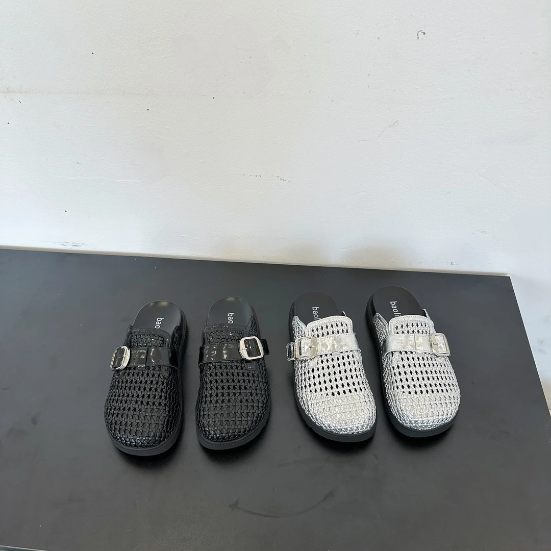 【断码清~捡漏孤品】新款编制设计包头拖休闲时尚百搭纯色懒人拖鞋