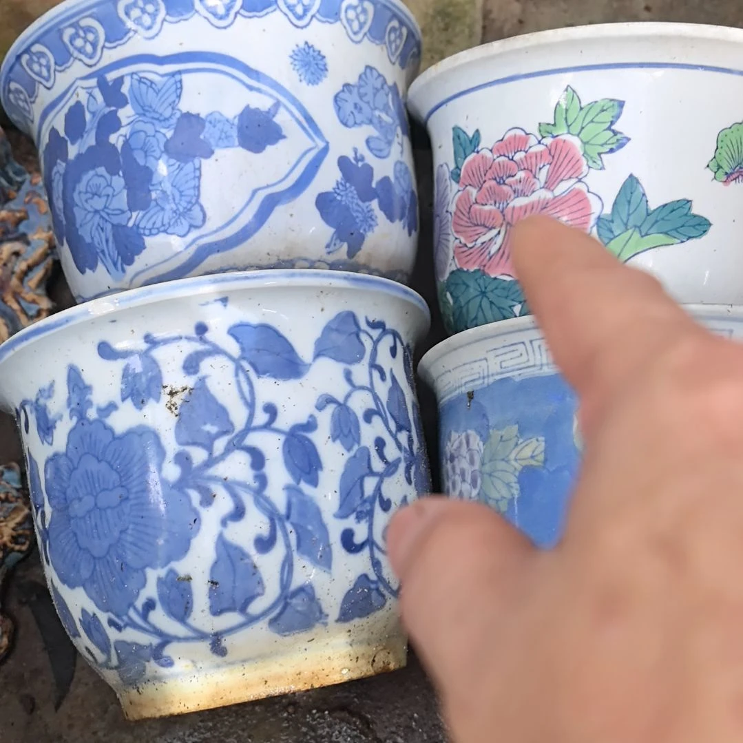 幸***英青花瓷器花盆4个包邮
