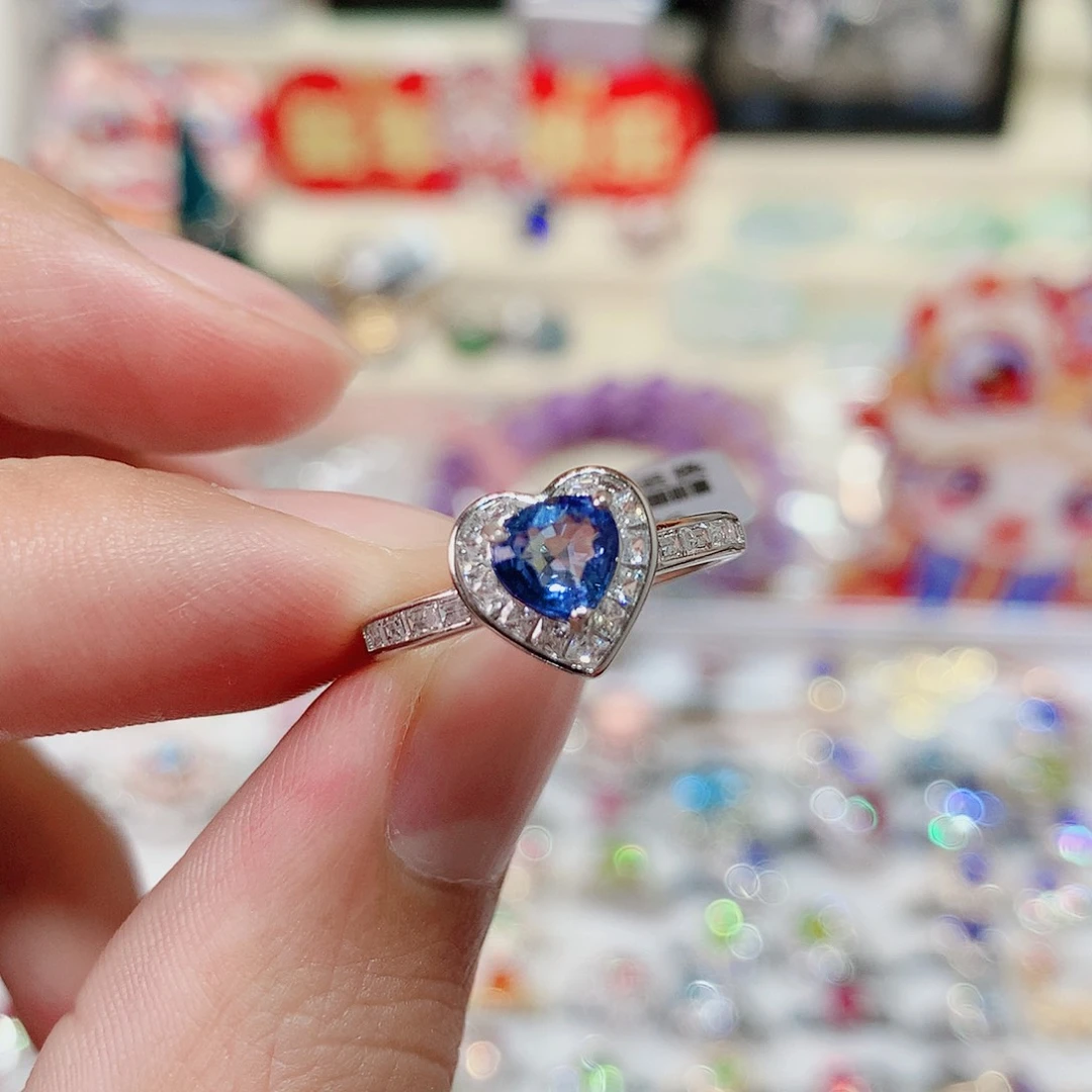 蓝宝石戒指银S925镶嵌