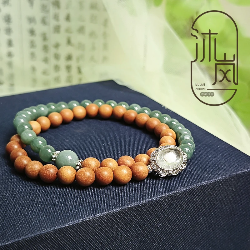 古风气质款蓝水拼檀木女款轻奢复古 手链 多样性发一SL026