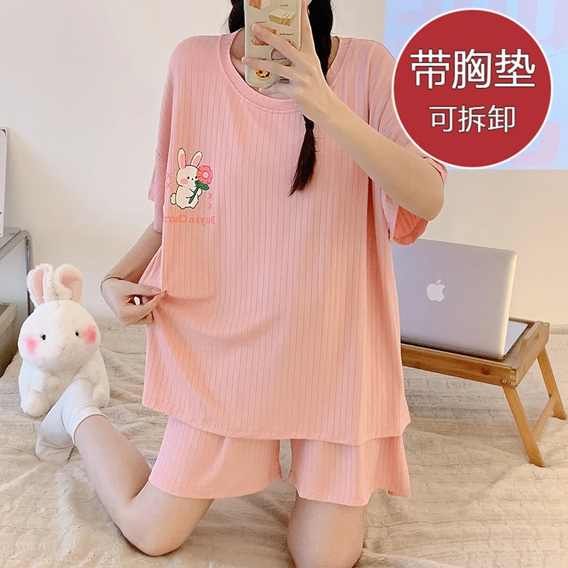 【橙子家】牛奶丝夏季可爱卡通睡衣女宽松短裤套头休闲家居服2025年