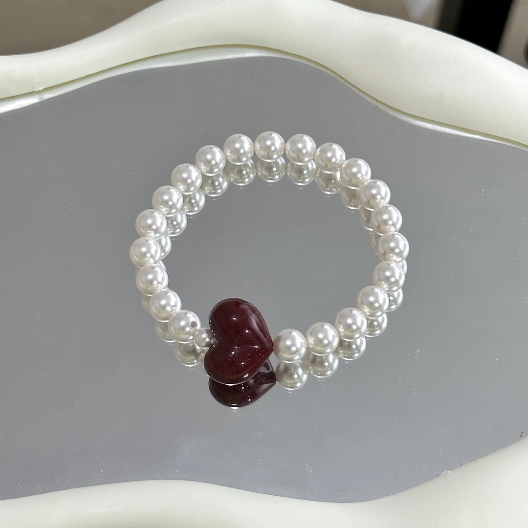 含辰砂工艺品天然大紫金砂屁桃爱心+施家珍手串 8mm