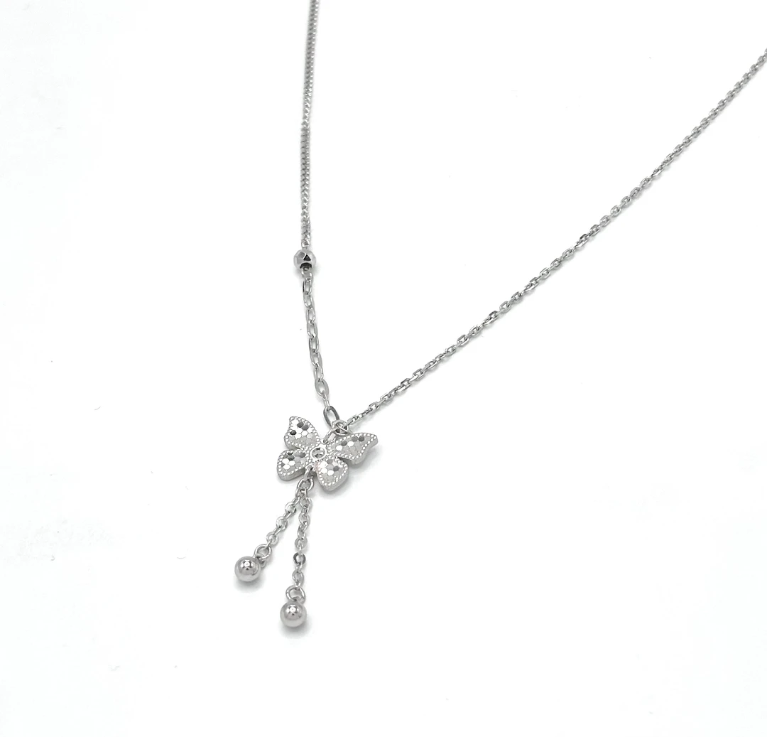 铂金PT950流苏龙鳞蝴蝶套链闪耀蝶舞项链时尚百搭气质
