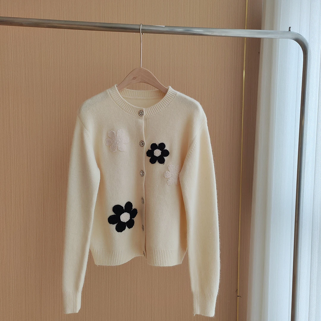 秋冬新款花朵开衫休闲羊毛衫 MJJMF-5149