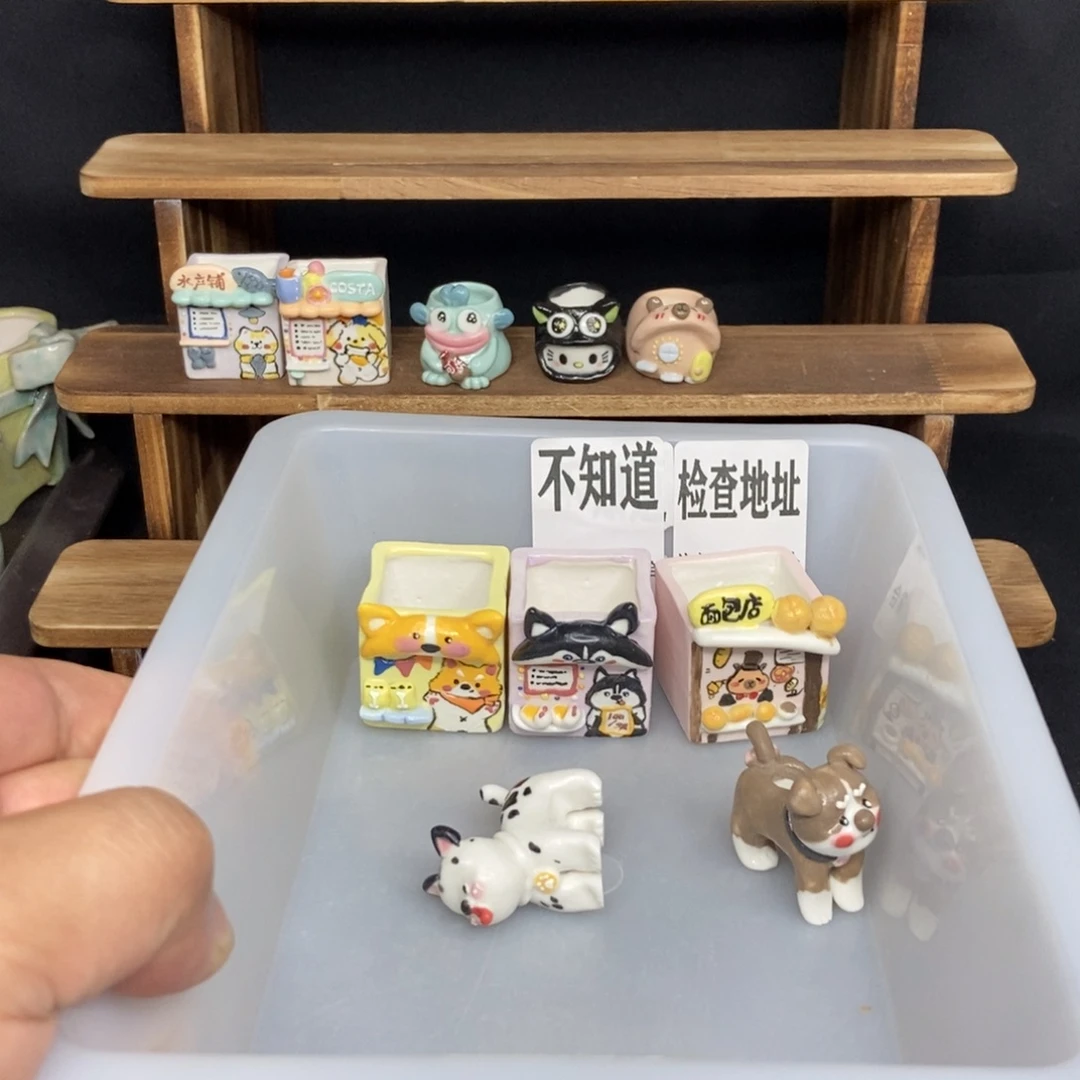 不***好手捏釉烧拇指花盆5只