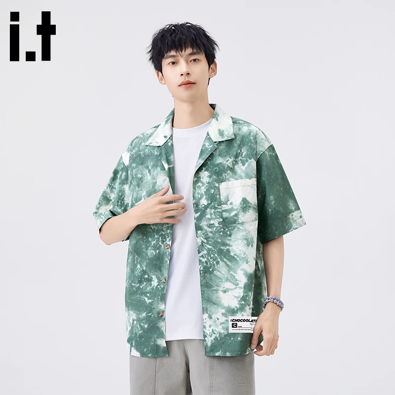 i.t:CHOCOOLATE男士短袖衬衫2025夏季新款美式潮牌薄款半袖上衣服