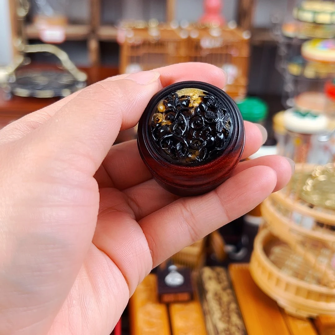 木小叶紫檀整挖竹蛉盒黄蛉盒