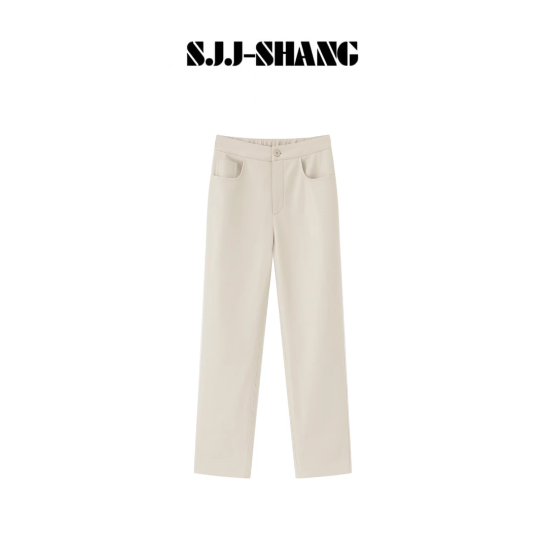 SJJ-SHANG【奶昔皮裤】进口超纤软植鞣蛋白皮加绒皮感裤q136057p