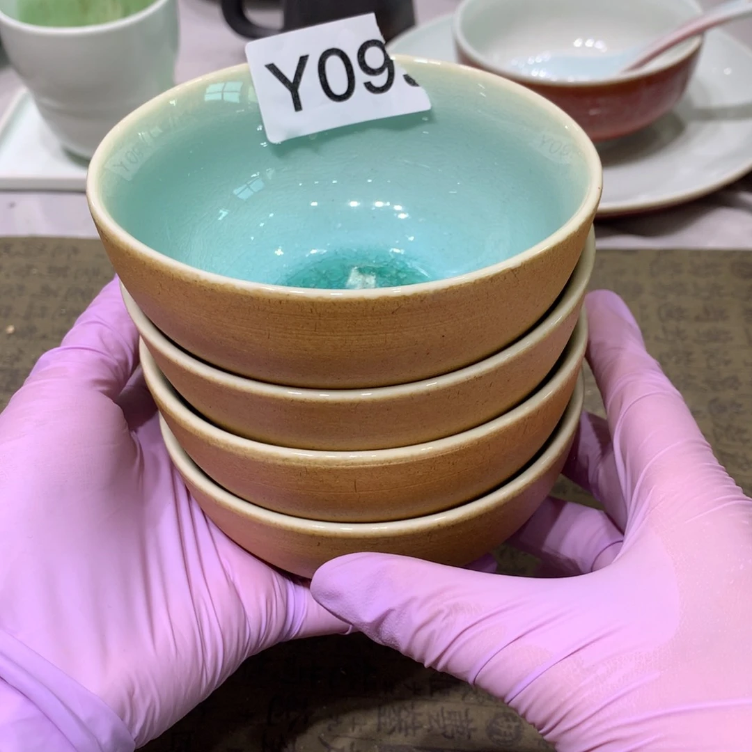 陶景德镇粗陶复古盘碗微瑕4只送一支共5只