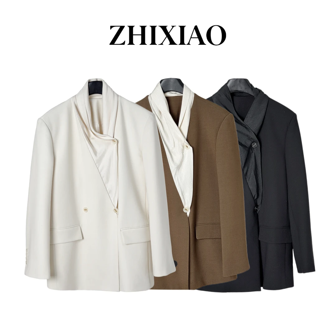 【ZHIXIAO】秋冬新款：领子拼接长袖西服20672