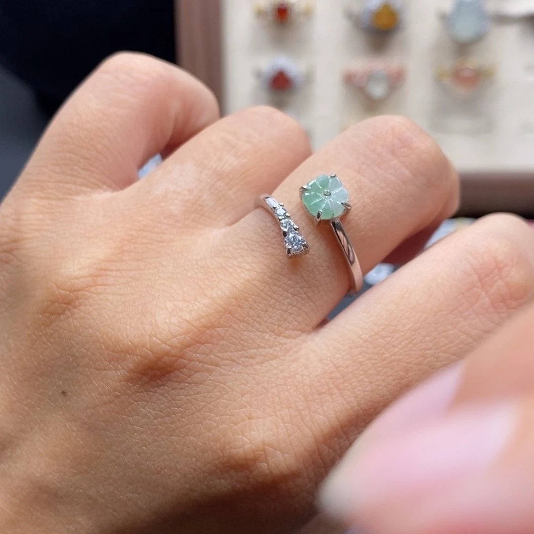 翡翠银S925镶嵌戒指