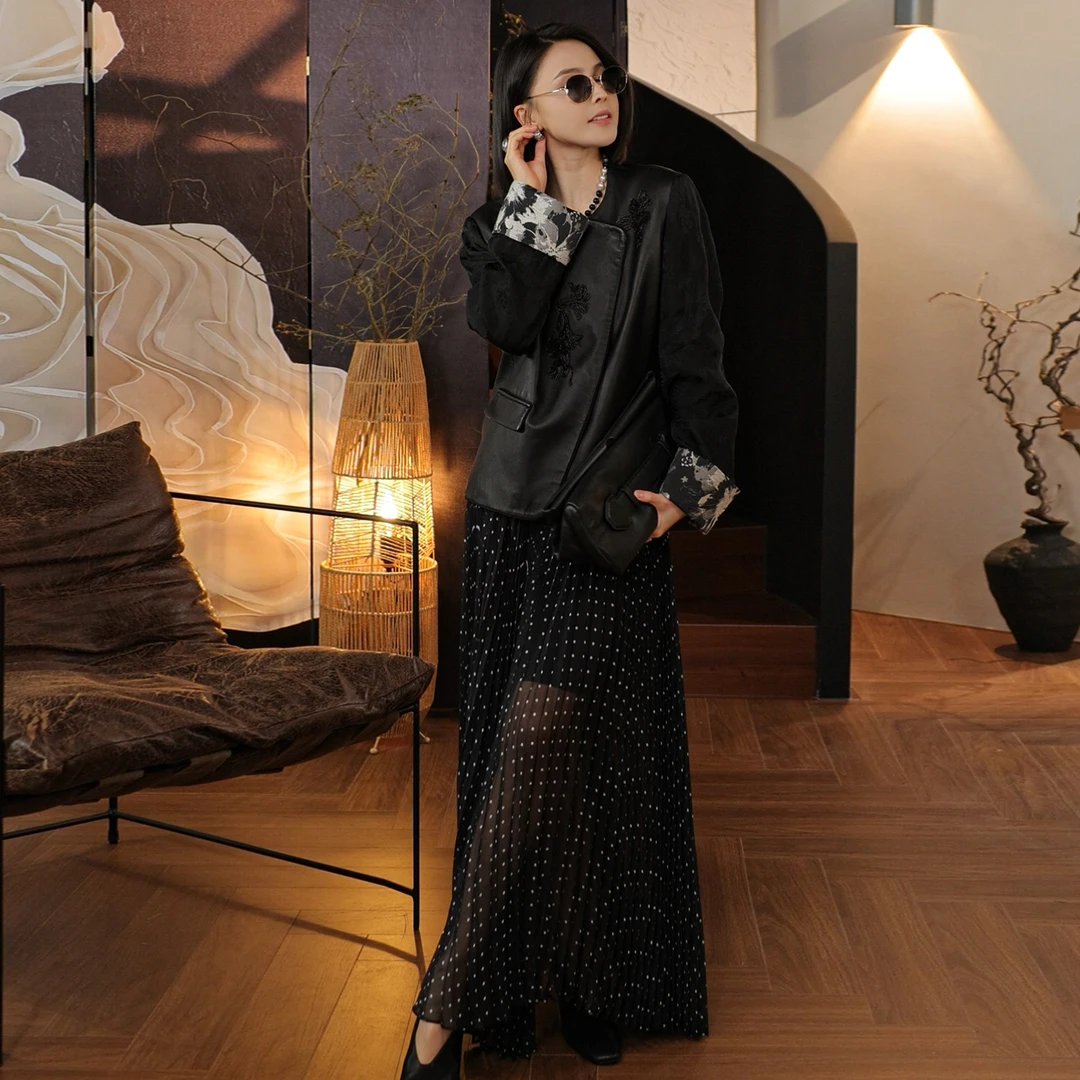 溶溶【流动星点】RONGRONG 雪纺压褶垂坠感显瘦波点半裙 ZFX6Q5113A