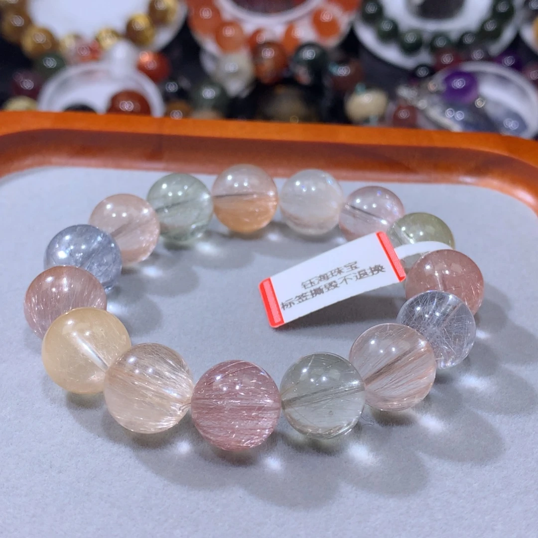 未镶嵌手链水晶彩兔毛13mm