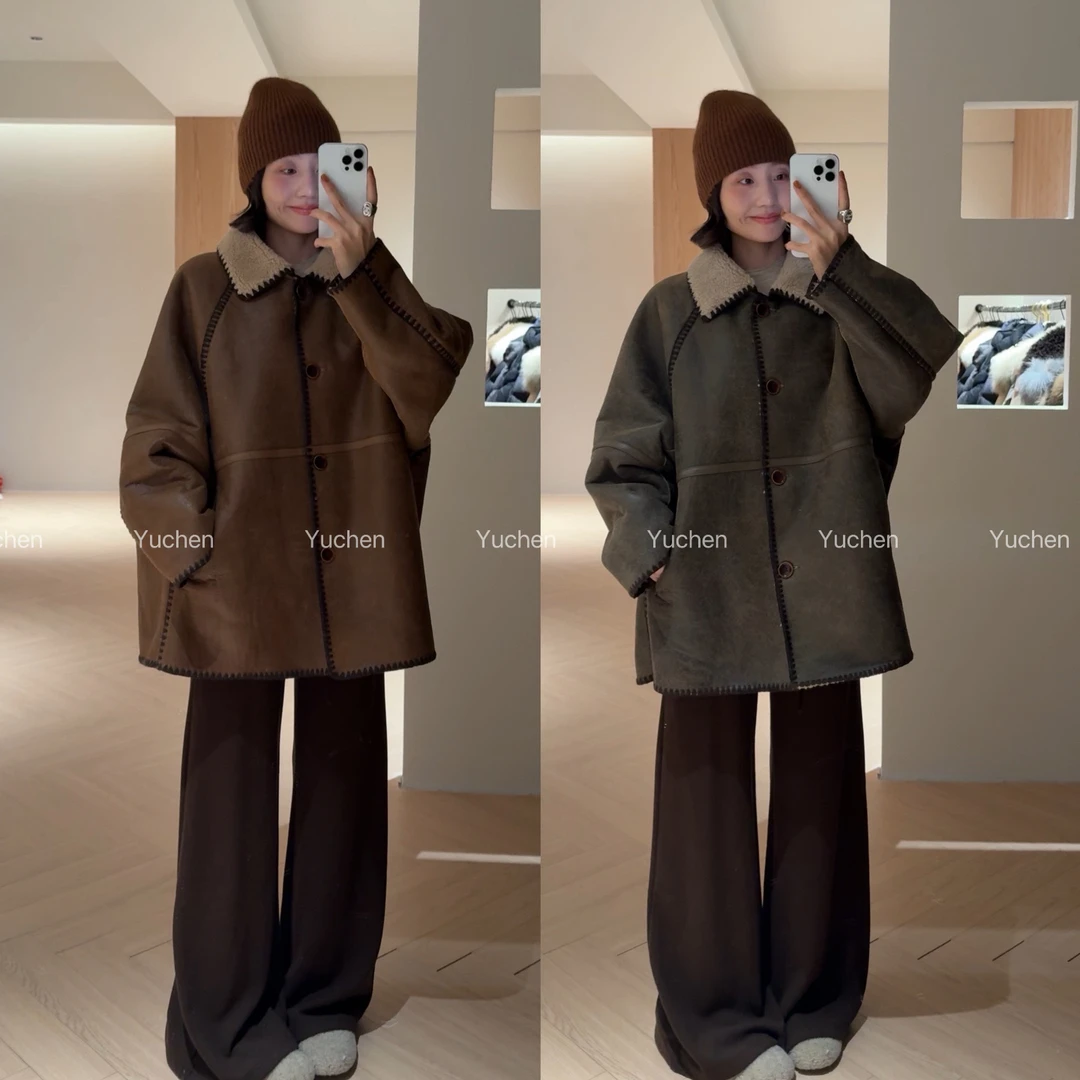 Yuchen（绵绵冬日真皮款） 复古高级斗篷真皮真毛原生态皮毛一体～