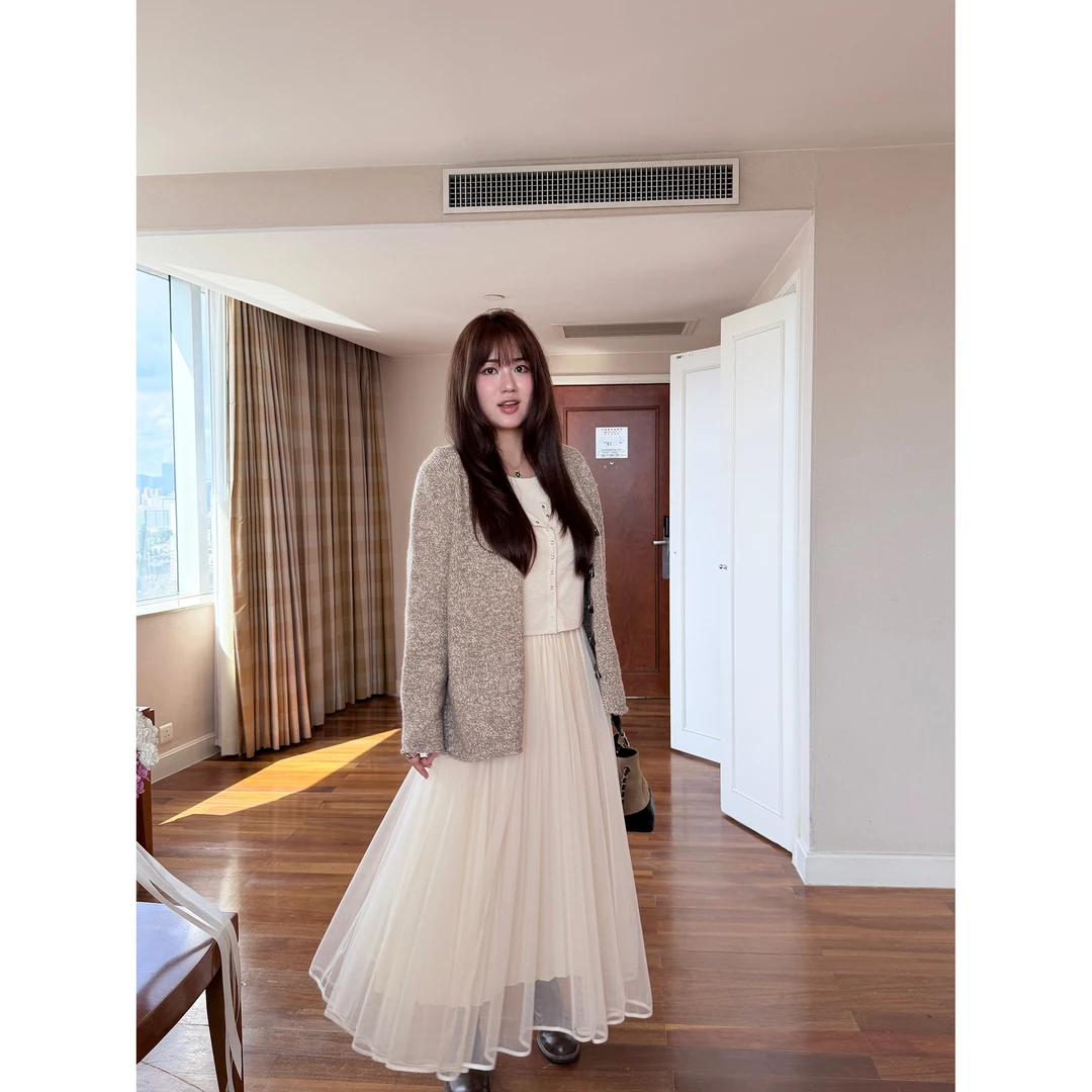 脚趾筋柔雾慕斯 贵女垂感法式仙女裙纱裙微胖MM大码