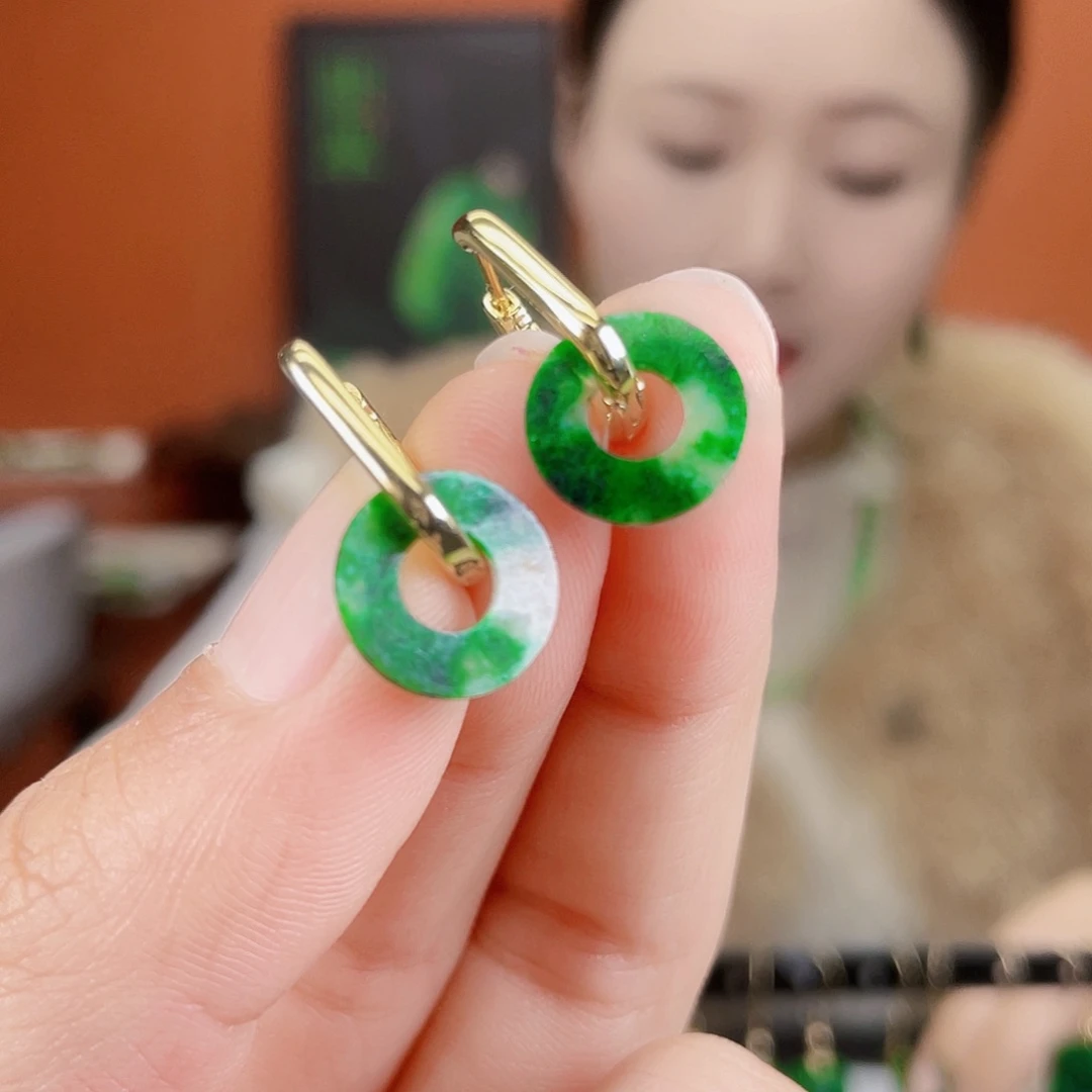 翡翠未镶嵌耳饰饰品