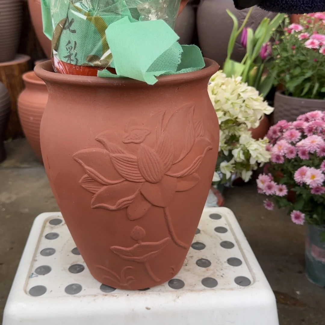 紫砂花盆口21高27宜兴紫砂