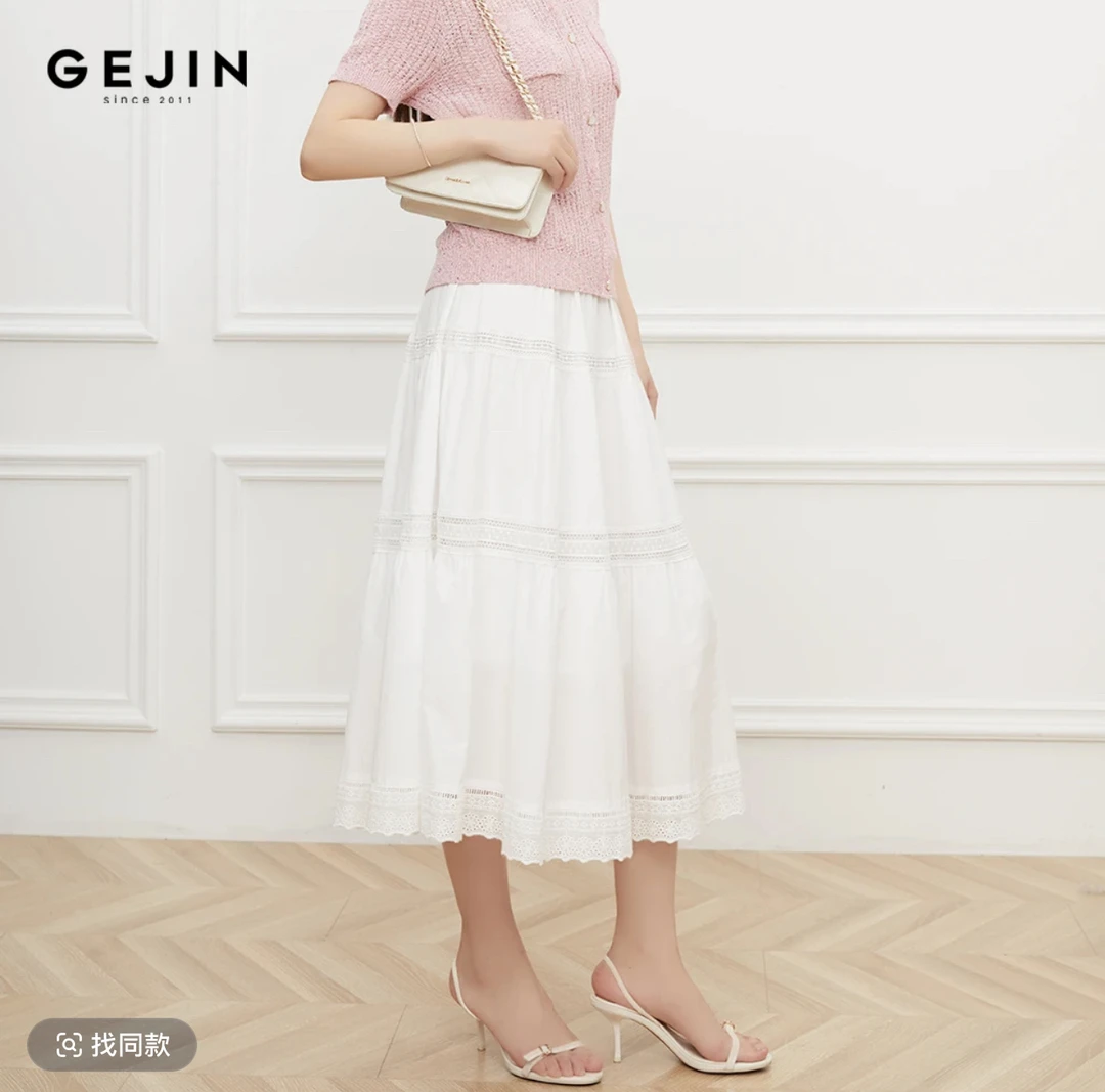 GEJIN/歌锦夏季新款镂空蕾丝优雅气质百搭半裙GD22512388