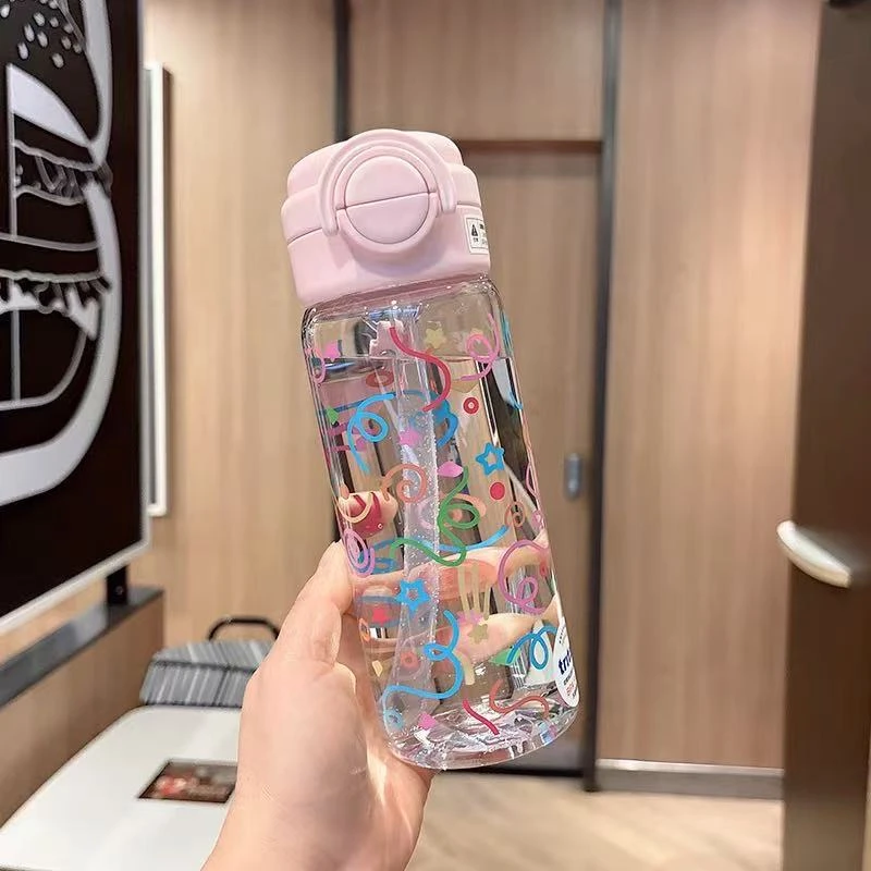 Z610弹跳双饮提手直身杯粉色杯