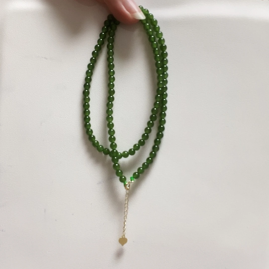 和田玉18K金镶嵌颈饰简单