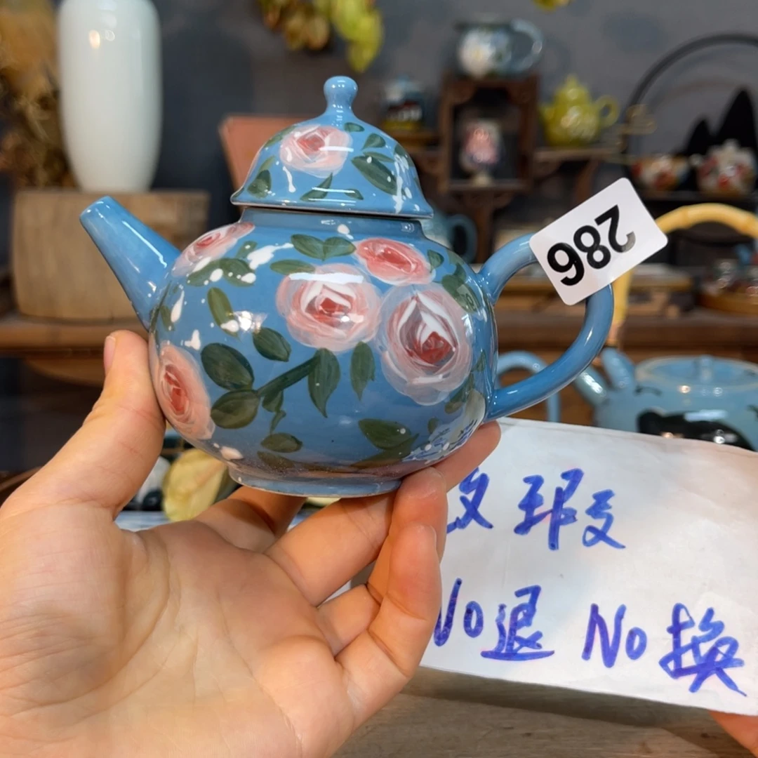 壶素浅陶瓷手工手绘