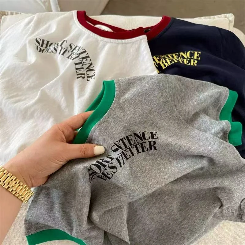 25夏季新品 儿童纯色经典休闲短T男童女童