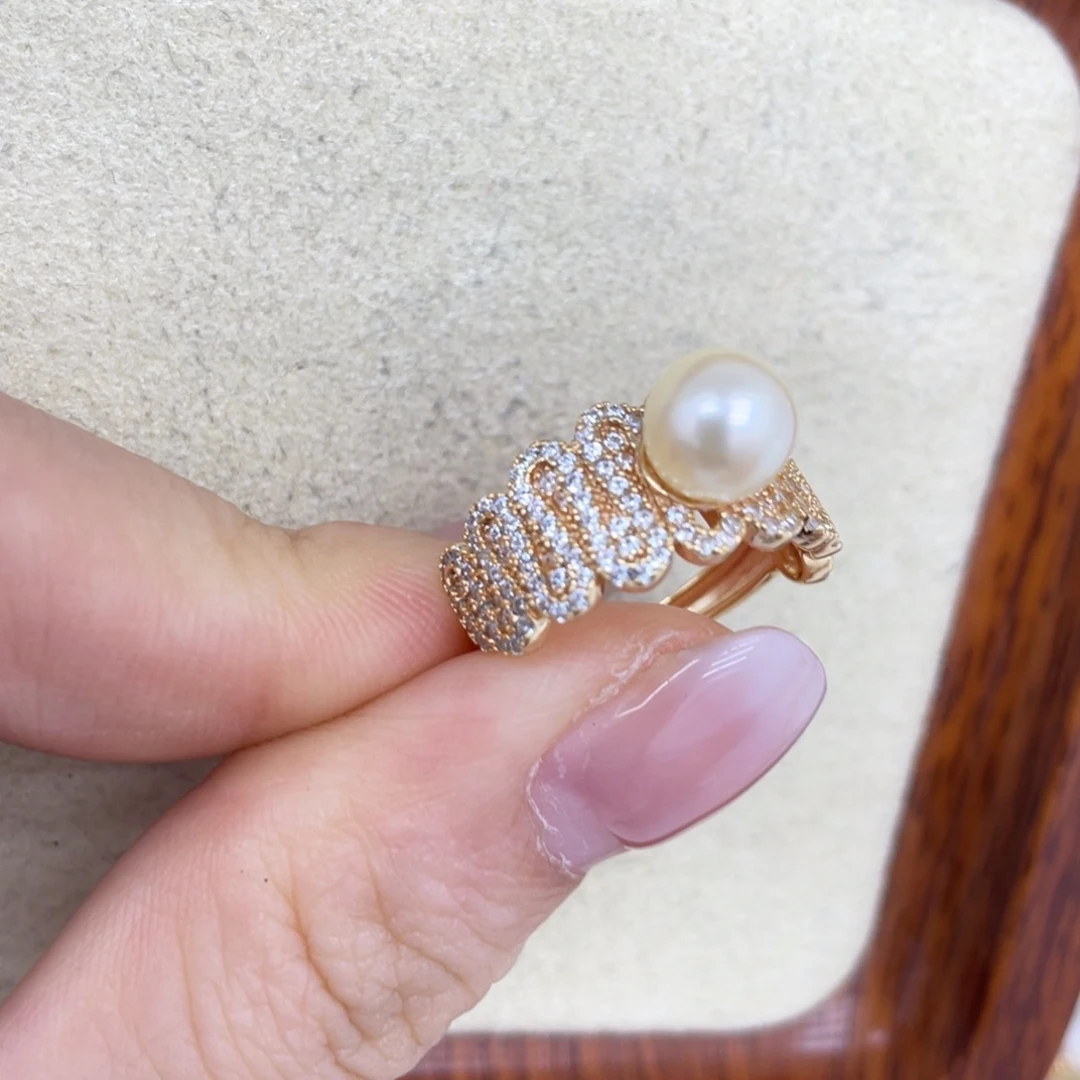 戒指银S925镶嵌海水珍珠