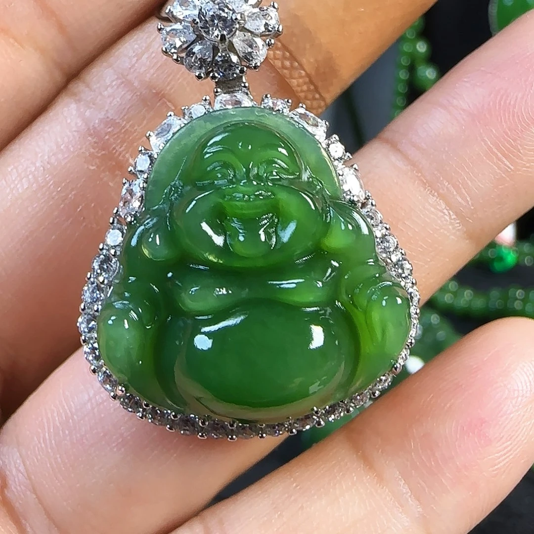 和田玉（碧玉）银S925镶嵌颈饰